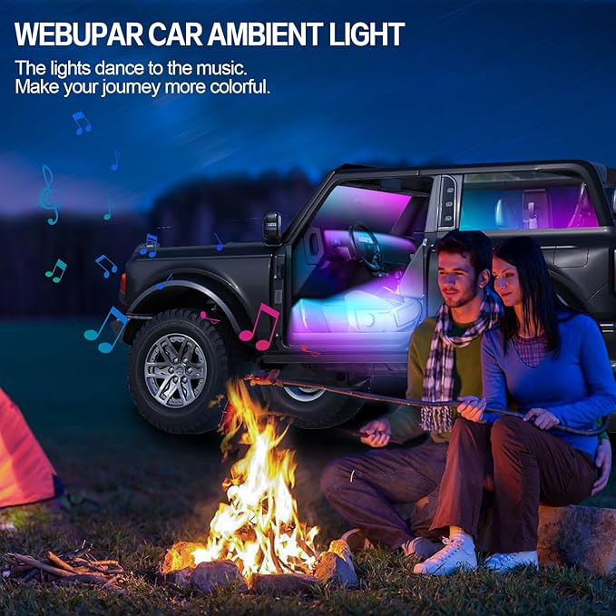 Dreamcolor Interior Car Lights, WEBUPAR Car Accessories 6 in 1 Car LED Strip Lights with APP Control and 213 Modes, 175 inches 593 LEDs Acrylic Fiber Optic Lights, RGB Neon Light Kits
