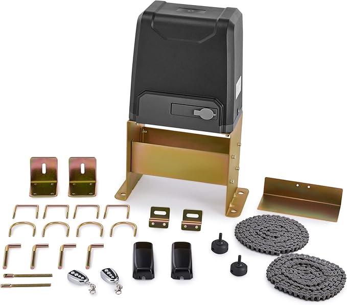 CO-Z Upgraded 3300lb Sliding Gate Opener, 550W Automatic Gate Opener with Safety Sensor for Doors up to 40ft, Chain Driven Driveway Gate Opening System, Complete Gate Opener Kit with Remote Control