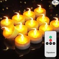 Topstone CR2450 Battery Operated Flickering Flameless Candles with Warm Yellow Light,Remote Control Timer Votives,Decorative LED Tealights,Best for Wedding and Festival Decoration,Pack of 12