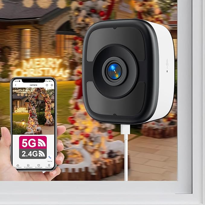 5MP 3K Window Camera, 2.4G & 5G WiFi Indoor Cameras for Home Security with Color Night Vision, Window Security Cam with Smart Human/Motion Detection, 2-Way Audio, 24/7 Recording, Easy & Quick Install