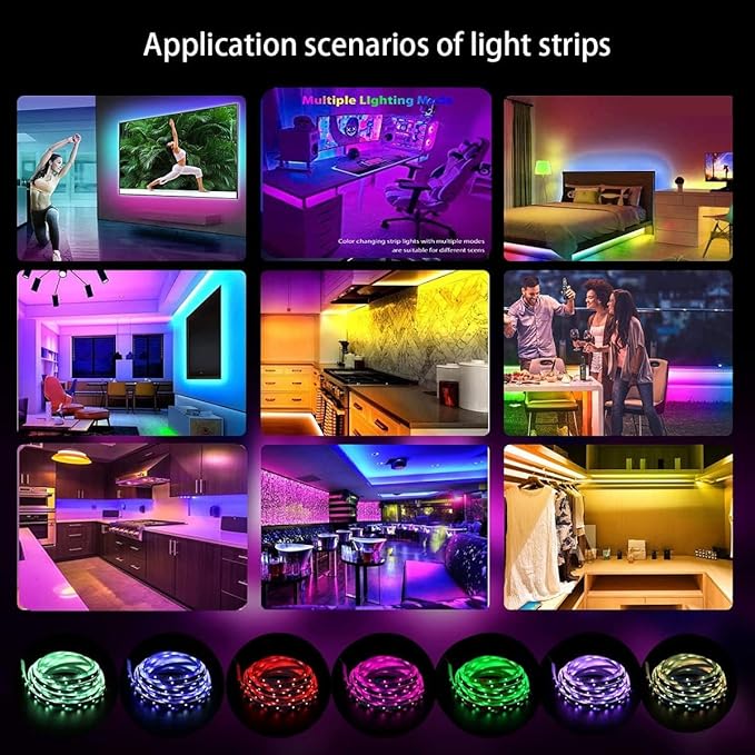 LED Strip Lights 16.4ft LED Lights for Bedroom,TV Backlight, Party,Gaming Room, Home Decoration,with Remote,USB Powered Plug & Play RGB Light Strip