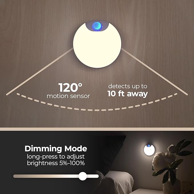 Magnetix 3in Re-Chargeable LED Under Cabinet Motion Sensor Puck Light with Magnetic Mounting Clips, Dimmable and 3000K CCT in White (Pack of 4) for Kitchens, Closets, and Stairs