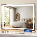 Large Lighted Vanity Mirror, 23" x 19" Light Up Make up Mirror with Smart Touch 3 Colors Dimmable, Tabletop or Wall-Mounted, Memory Function