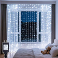 Curtain Lights with Hooks, 200 LED 9.8 x 6.6FT Window String Lights, Plug in Fairy Lights with Remote & Timer, 8 Modes Waterproof Hanging Backdrop Lights for Bedroom, Wedding, Christmas Decor