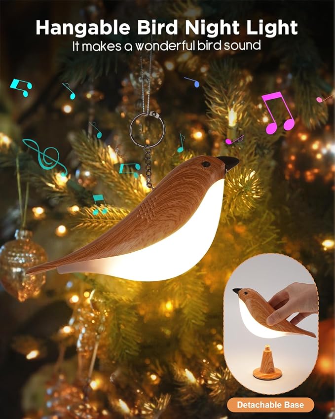 Small Bird Table Lamp, 2600mAh Touch Cordless Bedside Lamp with Remote Control, 3-Color Dimmable Kids Night Light, Rechargeable Desk Lamp with Timer and Bird Sounds for Toddler Kids Bedroom Nightstand
