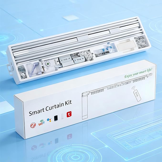 Smart Curtains, Universal Electric Curtain Accessories Installation Kit, Aluminum Alloy Thickened Silent Track 88.6''(2.2m), Including a Complete Set of Accessories, Excluding Curtain Motor