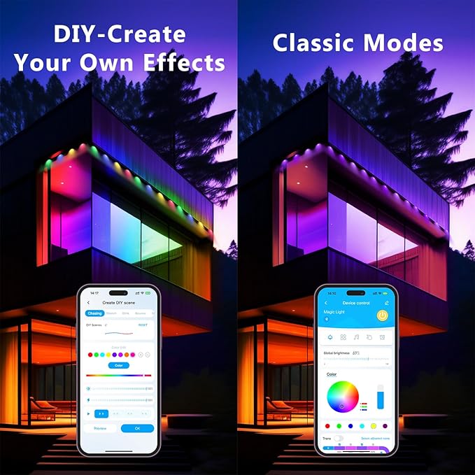 dalattin Led Lights 32.8ft,Smart RGB IIC Fairy Lights 100 LEDs,130+ Holiday Scene Modes,IP65 Waterproof&Sync with Music Led String Lights,New Year Valentine's Decor with App&Remote Control