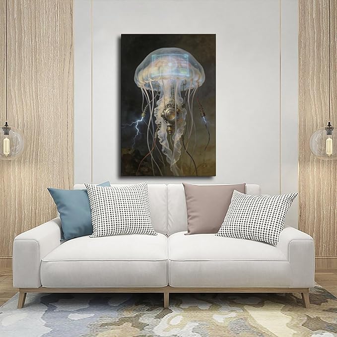 Framed Fantasy Wall Art for Living Room TV Wall Futuristic Tech Inspired Home Decor 12x18inch(30x45cm)