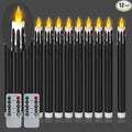 Flameless Taper Candles 10.6" Dripless Battery Operated Taper Candles Included Remote Timer 400+ Hours by 2AA Batteries for Halloween Christmas Wedding (Black+White, 12 Pack)