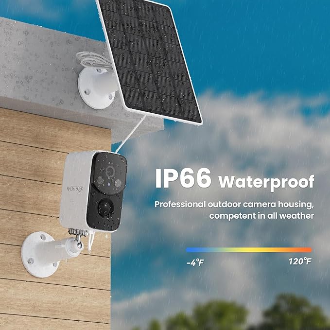 Solar Security Cameras Wireless Outdoor, WiFi Cameras for Home Security, Motion Detection, Instant Phone Notifications, SD/Cloud Storage, 2K Color Night Vision, IP66 Waterproof
