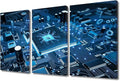 Circuit Board Wall Decor 3 Panels Motherboard Digital Chip Pictures Wall Decor for Bedroom Information Technology Artwork Posters and Prints Wall Decor Living Room Framed Ready to Hang (36"Wx24"H)