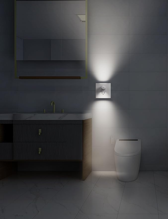 6 Pack Mini LED Night Light Plug in Wall - Dusk to Dawn Auto On/Off, 4000K Cool White 100 Lumen, 360° Adjustable Lighting for Bedroom, Bathroom, Stairs, Kids Room, Hallwayay