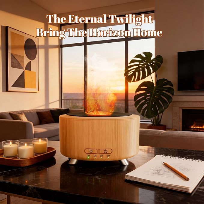 Essential Oil Diffuser for Home, 500 Aromatherapy Diffuser Oil Machine for Office Room Yoga, Aroma Diffuser with Auto-Off Function, 9 Colors LED Night Light, Light Wood