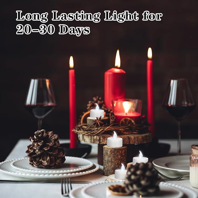 KOABY 12 Pack Tea Lights with Timer, Auto-On 6 Hours and Off 18 Hours in 24 Hours Cycle Automatically, Battery Operated Flameless Flickering Tea Lights with Timer(12 Pack, Pure White)