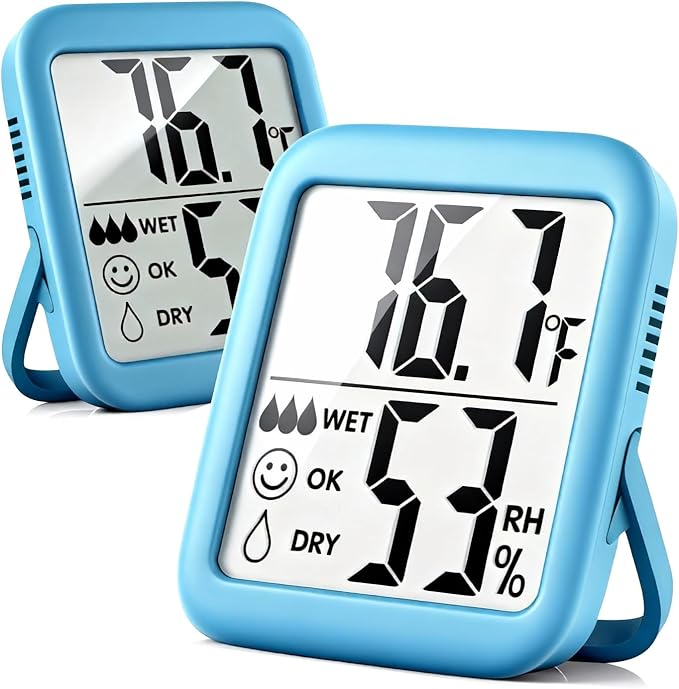 Antonki 2 Pack Room Thermometer for Home, Hygrometer Indoor Humidity Meter Gauge, Digital Temperature and Humidity Monitor Sensor for House, Terrarium, Incubator, Greenhouse - Battery Included