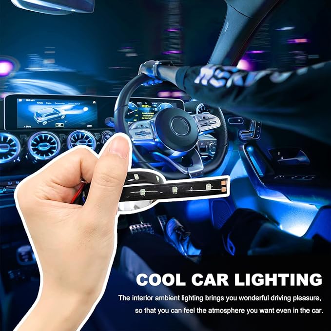 6 PCS 15 LED Strip Underbody Light, DC 12V 1Ft Flexible Underglow Car LED Light Strip with 6 Inch Wire, Waterproof LED Interior Exterior Decoration for Car Truck Motorcycle (Ice Blue)