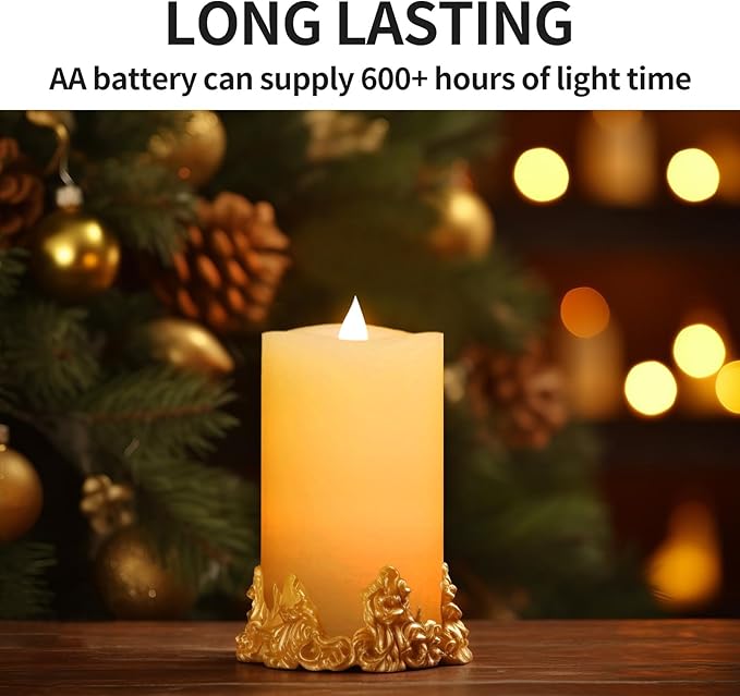 3" x 5" Flameless Candles Set of 1, 2AA Battery Life 600 Hours Battery Candles Flickering with Timer, 5 inch Flameless Candles with Remote for Indoor/Outdoor, White