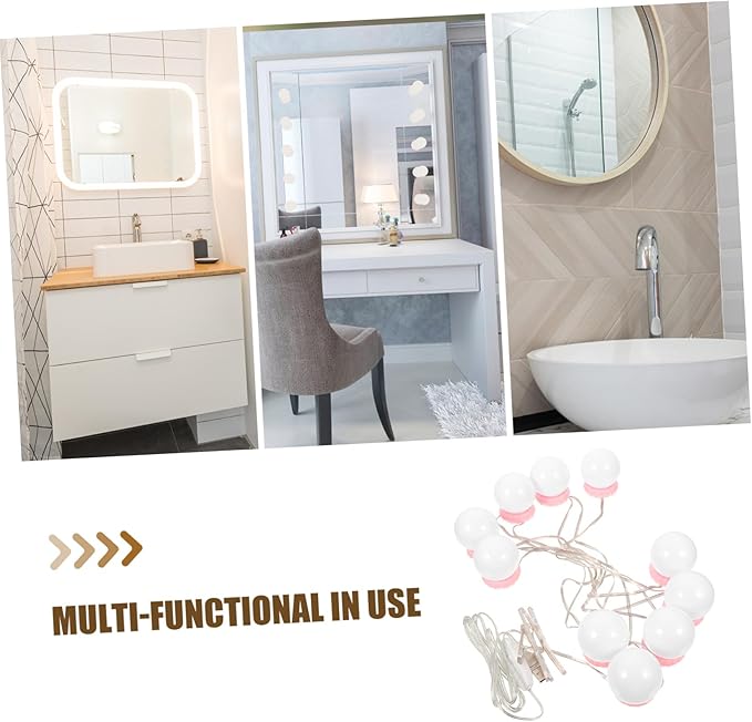 Cabilock LED Vanity Mirror Light 3 Color Temperatures USB-Powered Makeup Lighting for Bathroom and Dressing Table Adjustable Brightness Suction Cup Design for Makeup Application