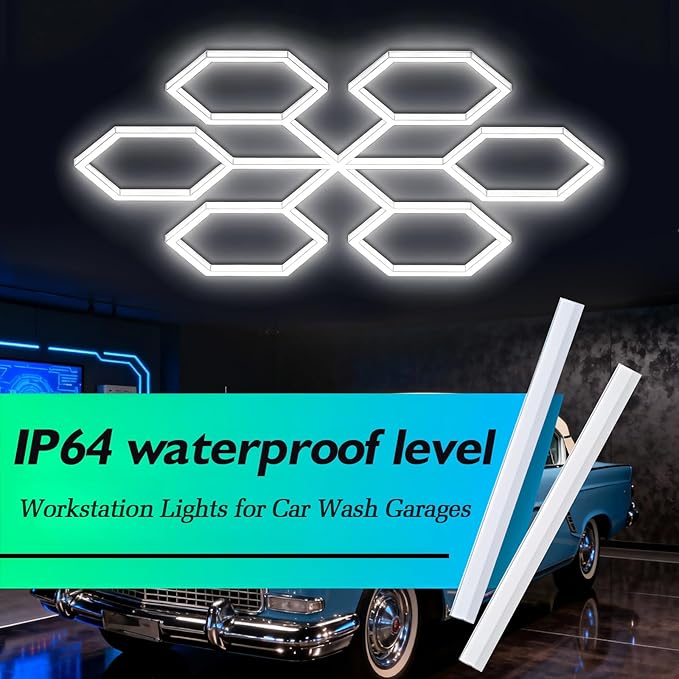 Hexagon Garage Lights 5 Hex Super Bright Led Lights Octagon Honeycomb Commercial Lighting for Garage Car Detailing Barber Shop Gym Warehouses Basement.