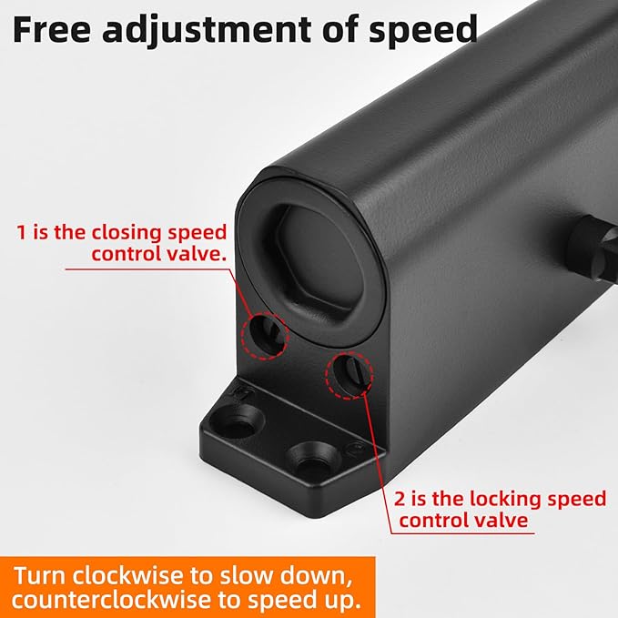 Closer Heavy Duty Automatic Door Closer (Silver Aluminum), Spring Loaded Hydraulic Automatic Door Closer with Adjustable Closing Speed and Force for Interior, Exterior Doors (Black)