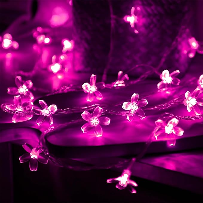 Pink Cherry Blossom Flower Lights String Indoor Decor, 33Ft 100 LED Decorative Hanging Hot Aesthetic Fairy Floral Lamp for Bedroom Decorations When Valentine's Day, Wedding Party, Christmas