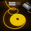 Yellow Neon LED Strip Light, 16.4ft/5M Flexible Rope Light - 12V DC, 600 LEDs, Waterproof for Indoor & Outdoor Home Decor (Include Power Adapter)