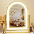Arched Makeup Vanity Mirror with Lights 17.2" LED Makeup Mirror Detachable 10X Magnification, Hollywood Make Up Mirror with Lighting, Smart Touch, 360° Rotation, (Gold,Gift Box)