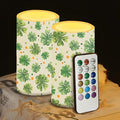 Lucky Leaves Flameless Candles St Patricks Day Candles Battery Operated Candles with Remote Control Color Changing LED Pillar Candles for Dining Room Bedroom Home Decorations