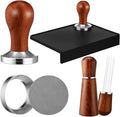 5 Pcs 51mm Espresso Accessories Kit Coffee Tamping Mat Spring Loaded Calibrated Tamper 316 Stainless Steel WDT Espresso Dosing Funnel and Puck Screen Set Coffee Stirrer for Barista