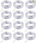 12 Pack Fairy Lights Battery Operated String Lights，7FT 20LED Waterproof Silver Wire Christmas Lights Outdoor,Firefly Mini Lights for Bedroom Party Birthday Wedding Indoor Decorations.