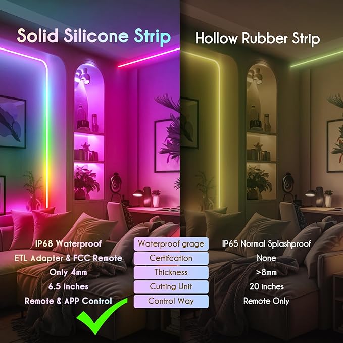 Shine Decor IP68 LED Strip Light 52.5 FT, DC 24V RGB+IC LED Strip Lights, Outdoor Rope Lights with Remote APP Control Music Sync, Color Chasing LED Lights Strip for Chrismas, Pool, Home Decor