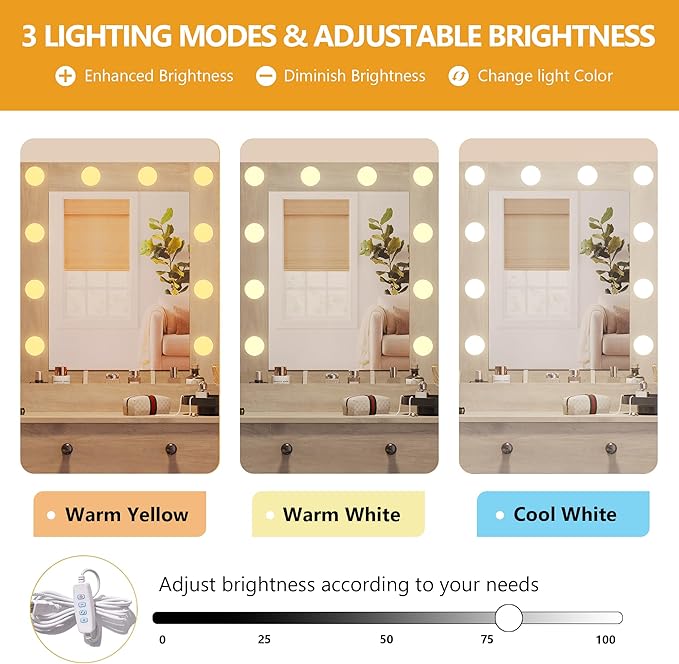 Makeup Vanity Desk with Mirror and Lights, 43" Grey Vanity Set with 3 Drawers, Power Outlet & Adjustable RGB LED Lights, Dressing Table with Storage Shelf for Women & Girls Bedroom