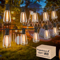 LED Outdoor String Lights 100ft ST38 Waterproof Patio Lights with 50 Vintage Shatterproof Bulbs(3 Spare), Dimmable Outside Hanging Edison String Lights for Backyard Porch Balcony Decor, Warm White