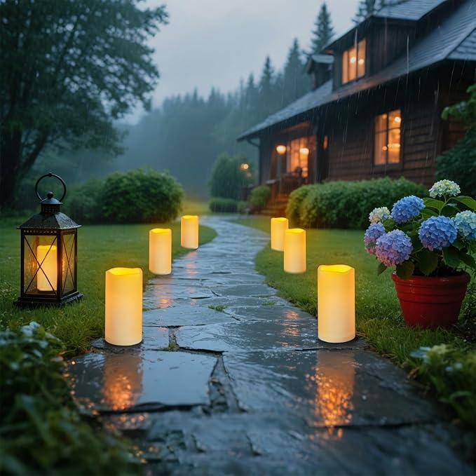 12 Pack Flickering Flameless Candles Large (D 3" x H 6") LED Candles Fake Pillars Outdoor Indoor Battery Operated Candles with Remote for Home Wedding Christmas Holiday Décor (12 Pack)