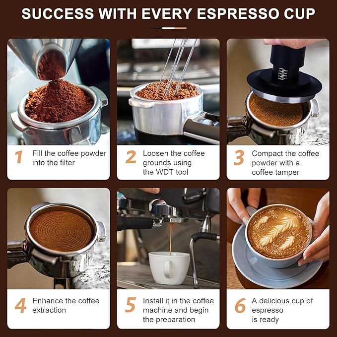 Gmnuiy22 PCS 51mm Coffee Tamper ，Espresso Accessories，Barista Kit with Espresso Tamper ，Frothing Pitcher，WDT Tool，Coffee Stirrer，Tamper Mat ，Coffee Stencils ， Latte Art Pen