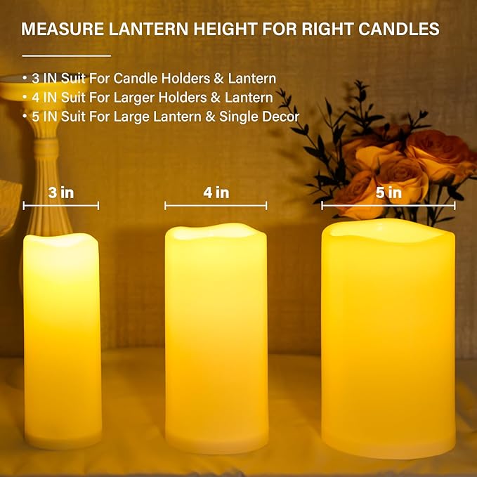 NURADA Large Outdoor Flameless Candles 10" x 4" - Waterproof LED Pillar Flickering Candle Battery Operated with Timer Remote Control for Patio Porch Lanterns Decor - Long Lasting Set of 2