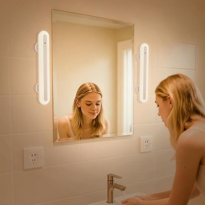 15" Vanity Lights for Mirror, Rechargeable Battery Operated Mirror Lights with Remote Control, 3 Temp&Adjustable Brightness Makeup Light, Cordless Lighting for Vanity Desk (Pink-2Pack)