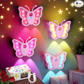 LOFTEK Rechargeable Motion Sensor Light, RGB Color Changing & Dimmable Night Light, Cute Butterfly Light for Kid's Bedroom, Bathroom, Hallway, Tent & Stairs - Ideal Home Decor & Gift, Pink of 4
