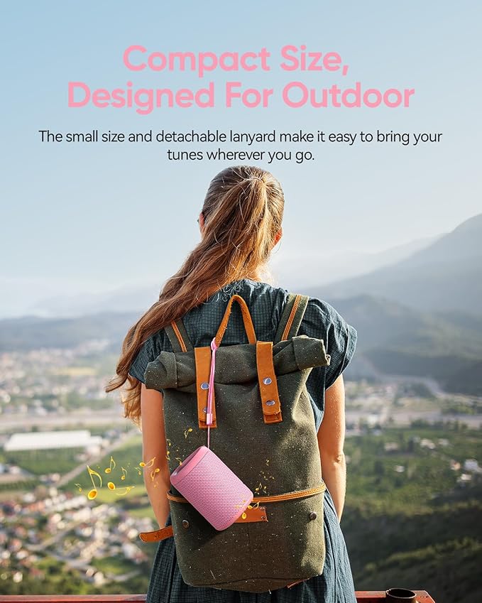 Portable Bluetooth Speaker Beach Vacation Essentials: Powerful Crystal Clear Sound/Dynamic Light/IPX5 Waterproof/All Day Playtime/BT 5.3/TWS Paring, Small Wireless Speaker for Outdoor|Travel|Camping