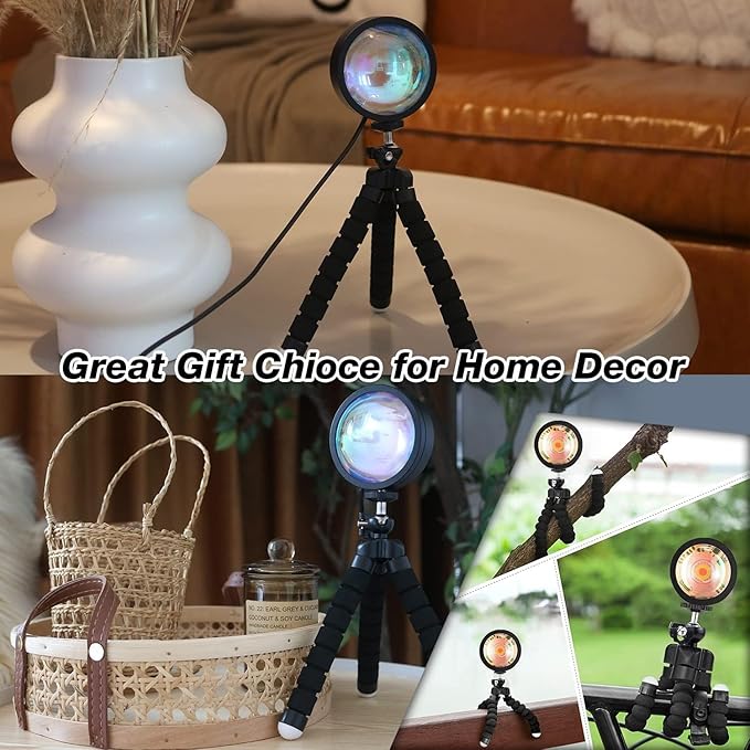 Sunset Lamp Projector Led Lights for Bedroom Night Light RGB Lights Sun Sunlight Sunrise Lamp 10w 360° Rotation Mood Lighting Home/Room Decor Christmas Gifts for Women,Triangle Multicolor