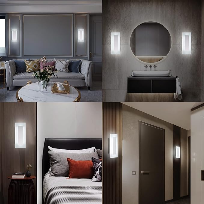 LMQNINE Modern LED Acrylic Wall Sconce Warm White Light Chrome 6000K for Bedroom Corridor Stairs Bathroom Indoor Lighting Fixture Lamps Home Room Decor (2-Pack)…