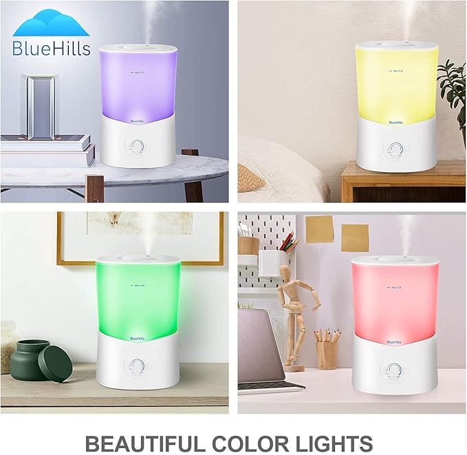 BlueHills Premium Large 3000 ML and 2000 ML XL Essential Oil Diffusers Humidifiers Combo Set of 2 for Large Room Home with Décor LED Lights Great Gift – Value Pack of White.