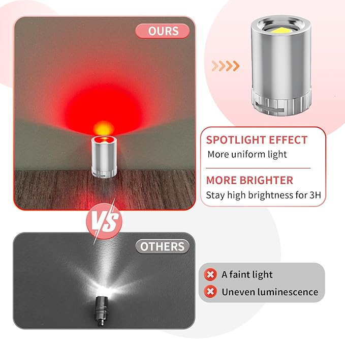 12 Pack Mini LED Lights, Red Light Small LED Lights Battery Powered for Crafts, Tiny Miniature Spotlights, Wireless Dollhouse Light for Displays, Party,Wedding,Halloween Decorations