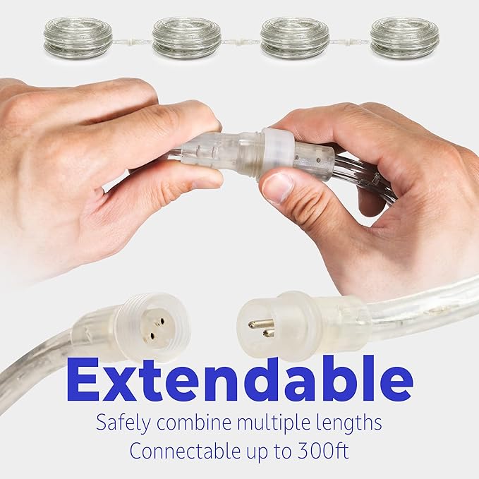 WYZworks 288LEDs 25ft LED Outside Rope Lights, Outdoor ETL Certified Waterproof Permanent 360 Degree Light Emitting, Flexible Tube, Connectable, Christmas Palm Tree Exterior Landscape, Green