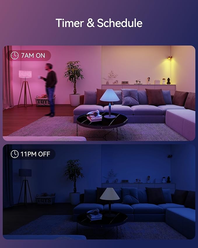 Matter Smart Light Bulbs, Color Changing Light Bulb, hub Required, A19 60W,2.4Ghz WiFi only,Compatible with Alexa Google Assistant, Apple Home,16 Million Colors RGBCW 800 Lumen,1 Pack