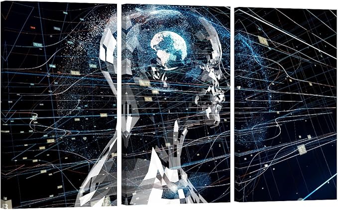 LSIUHWUWI Bedroom Wall Art 3 Panels Artificial Intelligence Pictures Print on Canvas for Living Room Wall Decoration, AI Artwork Posters and Prints Ready to Hang, 20x40inchx3