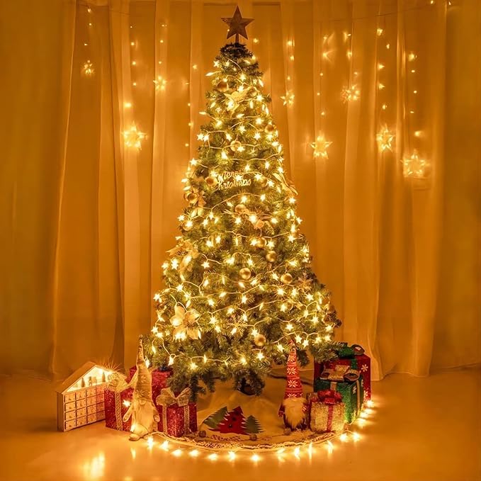 ITICdecor Star String Lights 15 FT 30 LED Fairy Christmas Light Battery Operated Indoor Outdoor Twinkle Lights Bedroom Decor for Party Wedding Xmas Tree (Warm White)