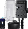SURAIELEC Zigbee Outdoor Power Stake Timer Waterproof, 6 Outlet Power Strip Weatherproof, Smart Plug Light Timer Switch, 6FT Extension Cord, Alexa/Google Assistant Compatible, Hue Bridge Required