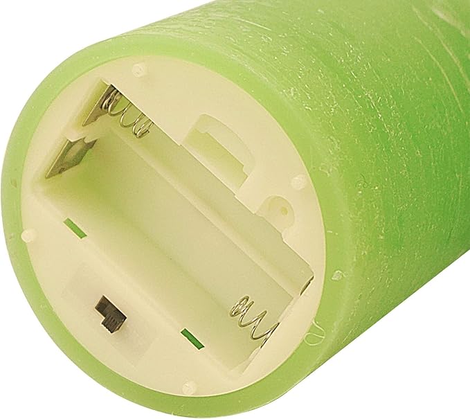 CANDLE CHOICE Battery Operated Flameless Candles with Timer Real Wax Realistic Flickering Electric LED Pillars Automatic Built-in Daily Cycle Timer 6-Hour on 18-Hour Off 3 Pack Rustic Texture Green