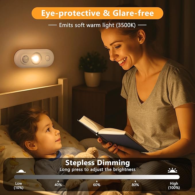 inShareplus LED Motion Sensor Puck Lights, Magnetic Under Cabinet Light Indoor, Small Rechargeable Night Light, Dimmable Sensor Lights for Closet, Stairs, Kitchen, Warm White (6 Pack)